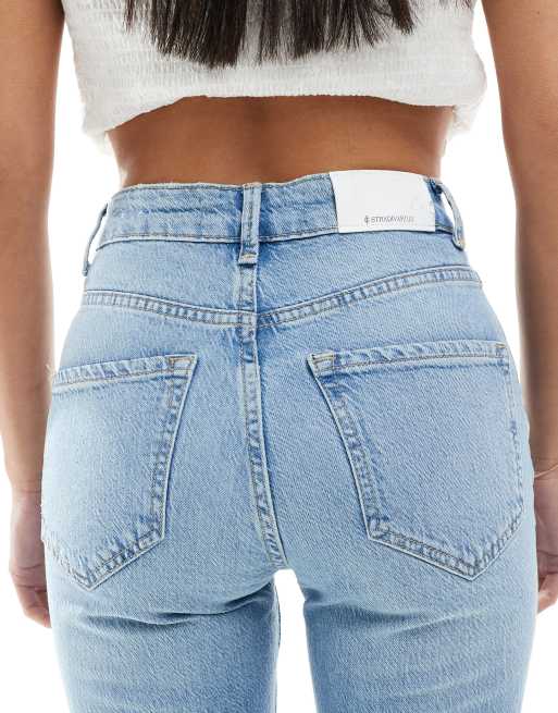Stradivarius Petite - D98 - Jeans met rechte pijpen en vintage effect in lichtblauw, 5 van 5