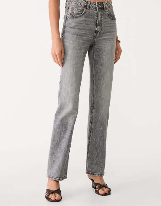 Stradivarius Petite – D98 – Mellangrå jeans i vintagestil med raka ben , 4 av 4
