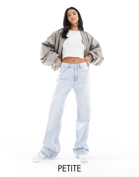 Stradivarius Petite - Dad jeans a fondo ampio lavaggio blu chiaro - view 1