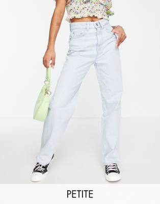 Stradivarius Petite 90s dad jeans in bleach wash - ASOS Price Checker