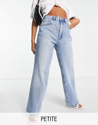 Stradivarius Petite - Dad-Jeans in Vintageblau im 90er-Stil