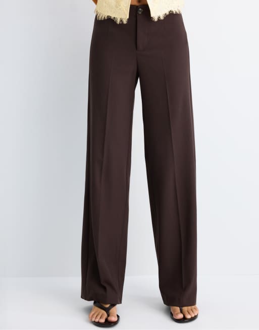 Stradivarius Petite – Elegante Hose in Braun mit weitem Bein, 2 von 4