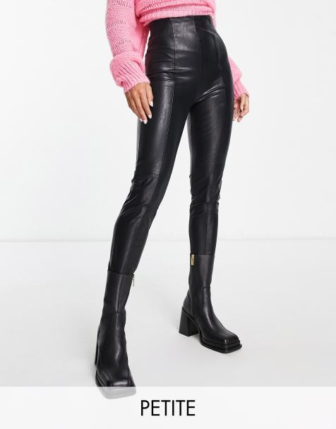 Stradivarius Petite faux leather skinny pants in black - view 1