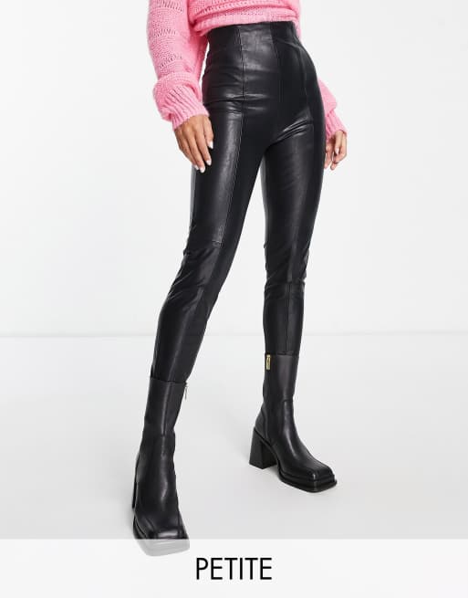 Stradivarius Petite faux leather skinny pants in black