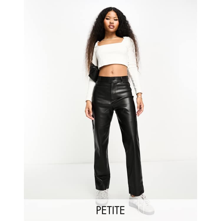 Petite Adriana Faux Leather Pant - Black