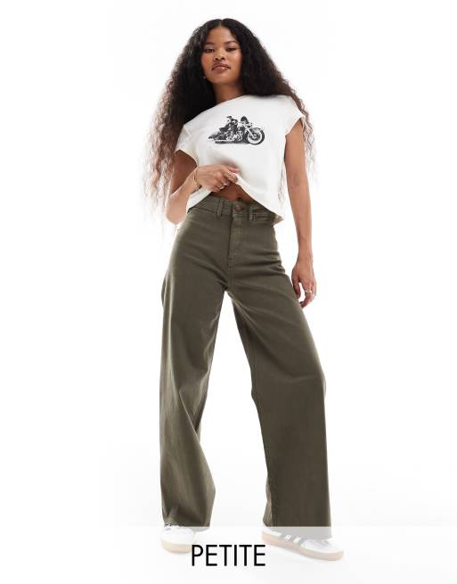 Stradivarius Petite - Grønne jeans med lige ben