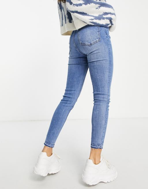 Stradivarius Petite - Jeans skinny a vita super alta azzurri, 2 di 4