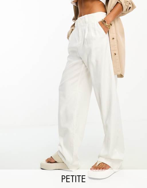 Petite white shop linen trousers uk