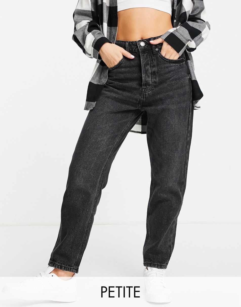 Stradivarius Petite mom fit vintage jean in washed black