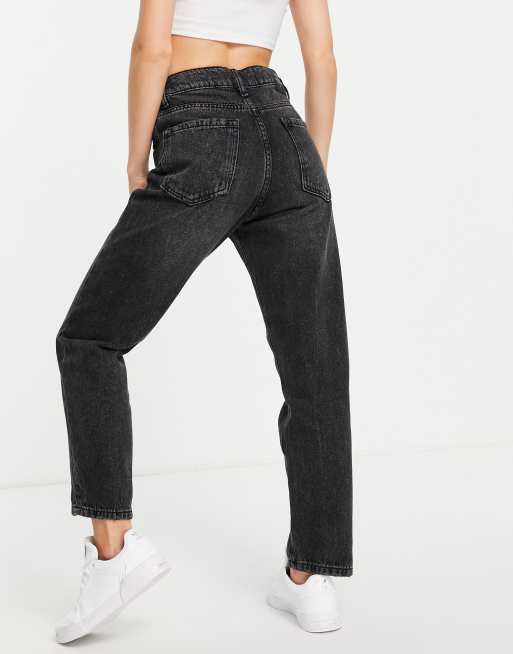 Stradivarius black mom jeans online