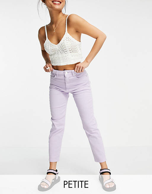 Stradivarius Petite mom jean with stretch in lilac