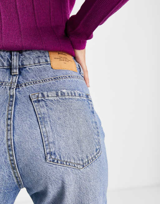 Stradivarius Petite - Mom jeans vintage blu medio, 2 di 4