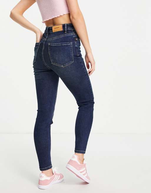 Stradivarius Petite – Mörkblå skinny jeans med superhög midja , 2 av 4