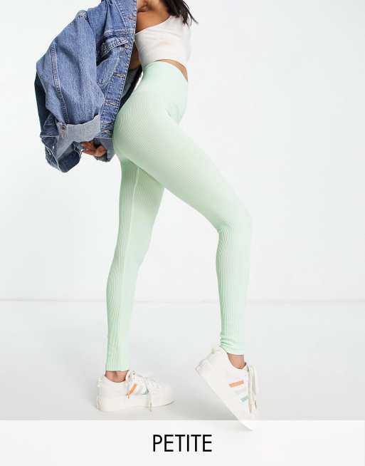 Stradivarius Petite - Naadloze geribbelde legging in mintgroen
