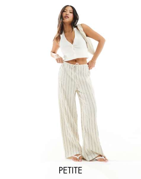 Stradivarius Petite - Pantalon à rayures effet froissé à enfiler - view 1