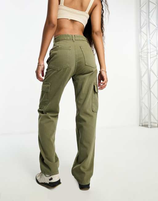 Stradivarius Petite - Pantalon cargo droit - Kaki, 4 de 4