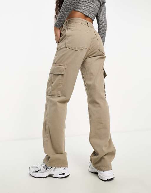 Stradivarius Petite - Pantalon cargo droit - Taupe, 2 de 4