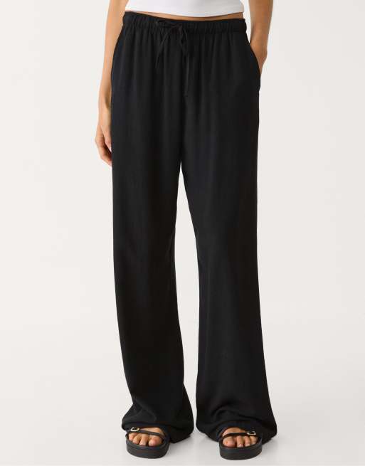 Stradivarius Petite - Pantalon en lin mélangé - Noir, 2 de 4