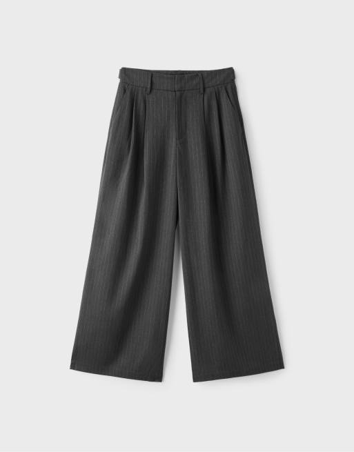 Stradivarius Petite pantalon large à rayures gris, 6 de 7