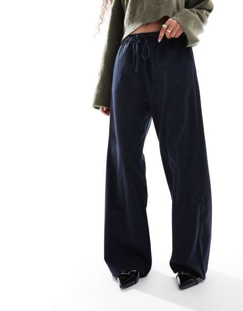 Stradivarius Petite - Pantaloni blu navy gessati - view 1