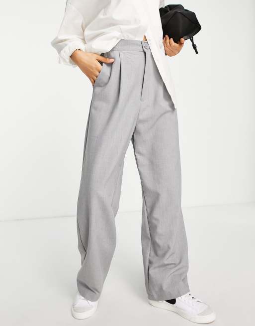 Stradivarius Petite - Pantaloni dad comodi a fondo ampio grigi, 4 di 4