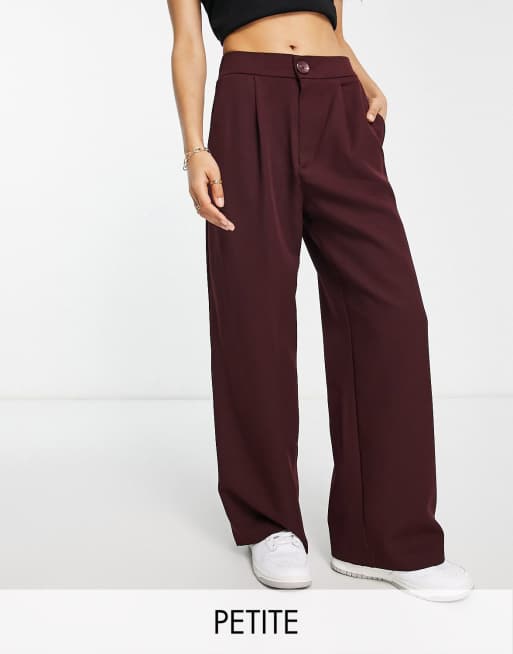 Stradivarius Petite - Pantaloni dad fit sartoriali color vino