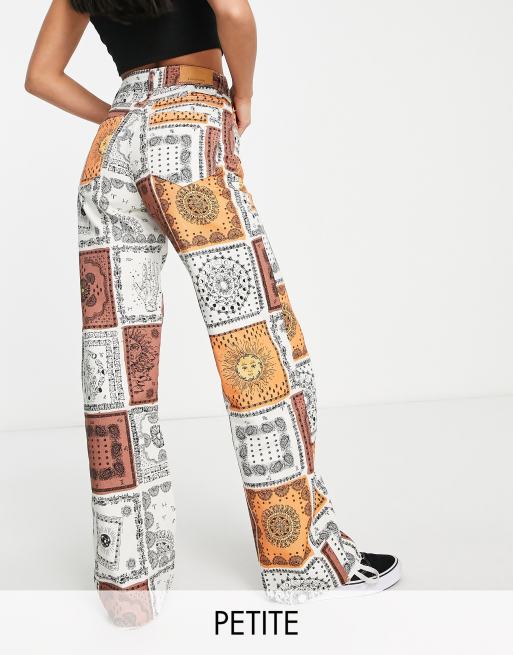 Stradivarius Petite printed dad jeans in celestial print