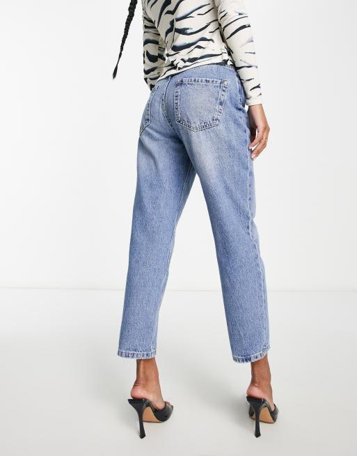 Stradivarius STR Petite straight leg jean in medium wash, ASOS