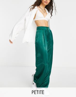 green satin pants