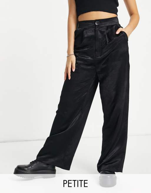 Stradivarius Petite satin trousers in black | ASOS