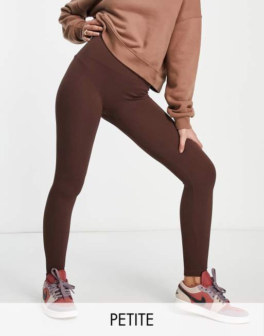 Buy Chocolate Brown Ribbed High Waist Leggings from Next Australia