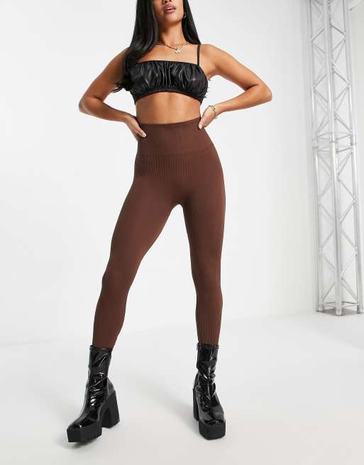 Chocolate Brown Small Stretch Velvet Leggings 