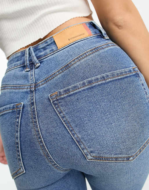 Stradivarius Petite – Skinny-Jeans mit superhohem Bund in Dunkelblau, 2 von 5