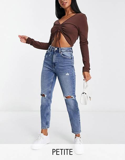 ASOS Damen Kleidung Hosen & Jeans Jeans Baggy & Boyfriend Jeans Slim mom jean with stretch and rip in 