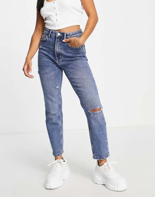 Mujer Stradivarius Mom Fit Stradivarius Pantalones Tiro Alto - Main Image