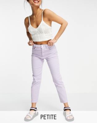 STRADIVARIUS PETITE SLIM MOM JEAN WITH STRETCH IN LILAC-PURPLE