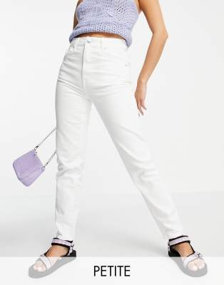 Stradivarius Petite Slim Mom Jean With Stretch In White
