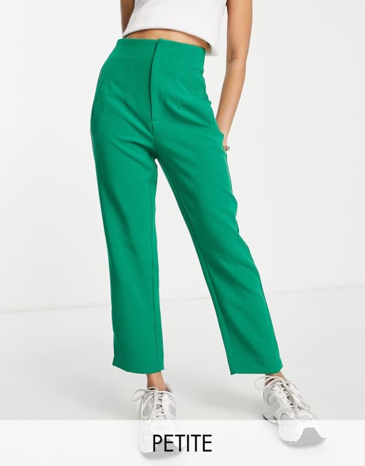 Stradivarius Petite slim tailored trouser in green ASOS