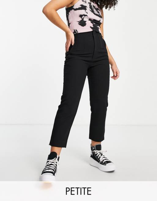 Stradivarius Petite slim tailored trousers in black | ASOS