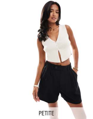 Petite soft touch tailored shorts in black