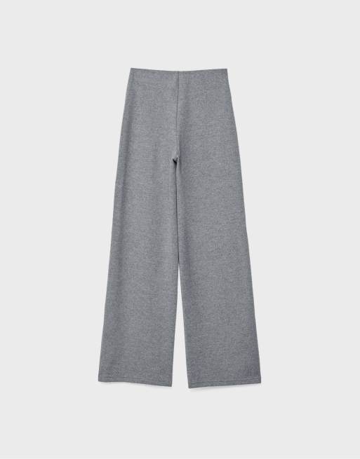 Stradivarius Petite stickade byxor med dekorativ söm i mörkgrått, 7 av 7