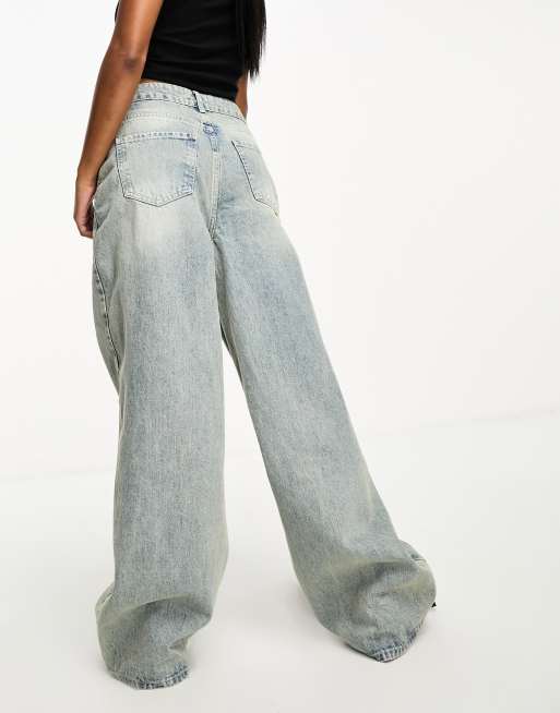 Stradivarius Petite STR baggy jeans in vintage wash - ShopStyle