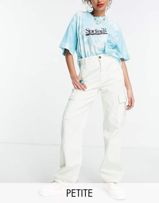 Stradivarius Petite – STR – Cargohose mit geradem Bein in Minzgrün