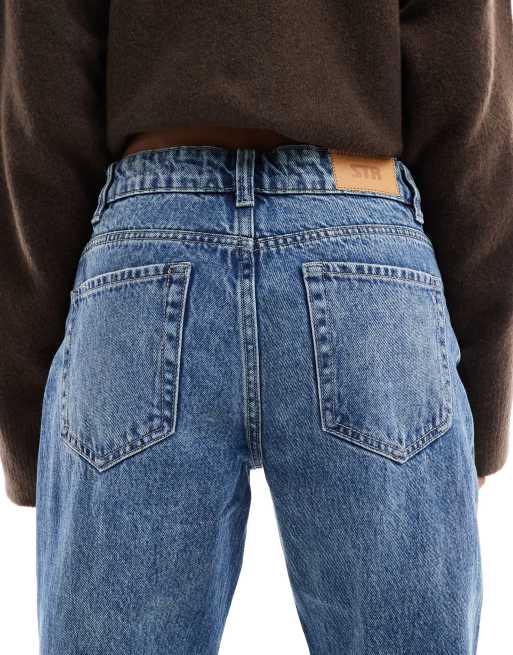 Stradivarius Petite - STR - Jeans dritti blu medio, 4 di 5