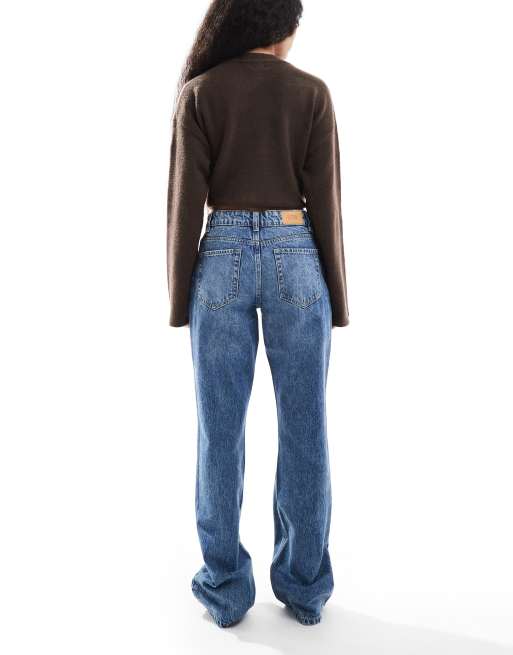 Stradivarius Petite – STR – Mellanblå jeans med raka ben, 3 av 5