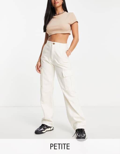 Stradivarius Petite Tailored Straight Pants in White