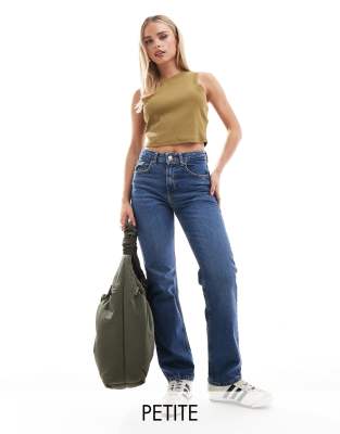 Stradivarius Petite - Straight Jeans in Dunkelblau