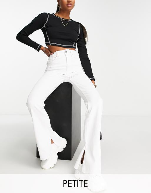  Pants for Women High Waist Split Hem Flare Leg Pants (Color :  White, Size : X-Small) : Clothing, Shoes & Jewelry