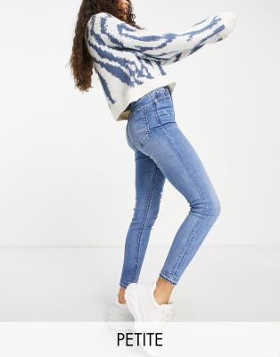 Stradivarius Stradivarius Petite super high waist skinny jean in light blue