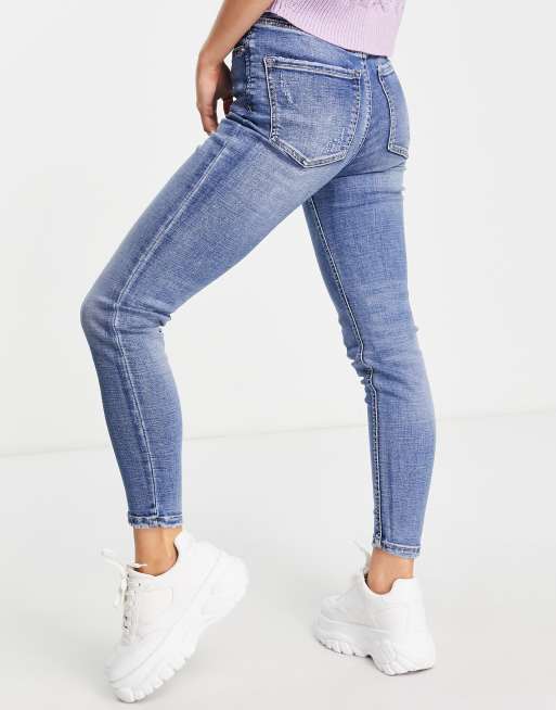 ASOS High Waisted Jeans in Blue for Men